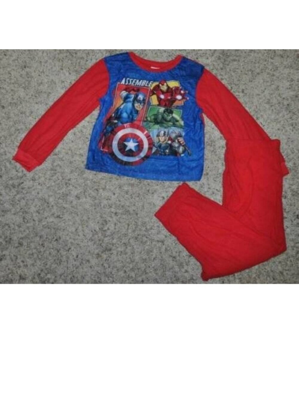 Boys Avengers Fleece Pajamas 8 Marvel 2 Pc Red Long Sleeve Shirt & Pants Set